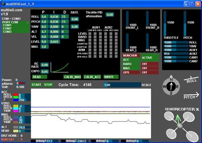 multiwii configurator. Problem: reading of 256 for the accelerometer z plane, and accelerometer roll and pitch are still displayed as 0.