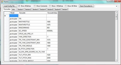 the screen showing your favourites . it also parses the data into &quot;sections&quot; as commented in the multiwii config.h