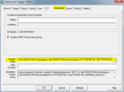 Assembler Tab settings