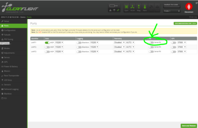 Cleanflight GUI ports config