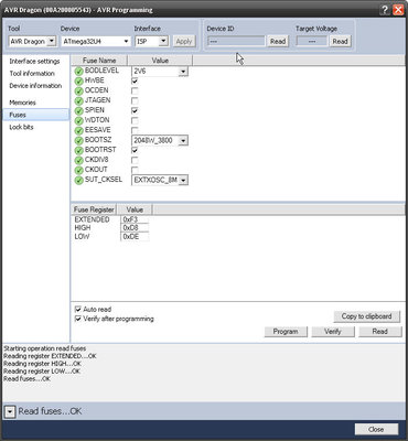 'Leonardo' Fuse Settings