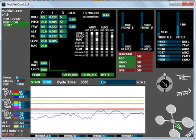 GUI snapshot with throttle stick at lowest position